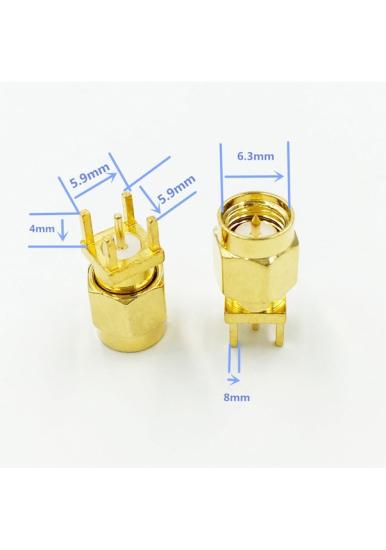 SMA ERKEK ŞASE PCB TİPİ 180 DERECE RF KONNEKTÖR